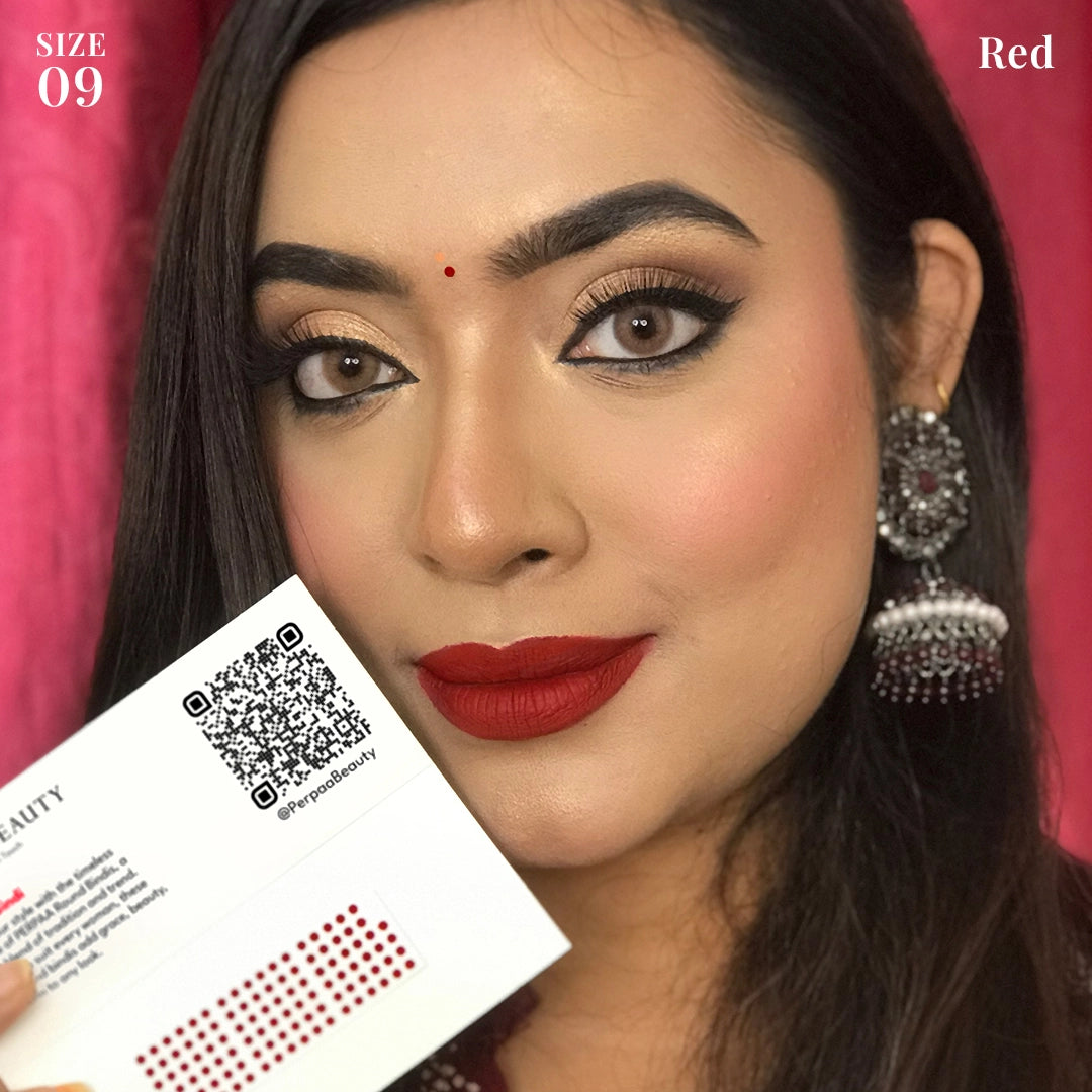 Bindi & Sindoor Combo Pack – 15 Flaps Bindi (Size 9, Red) + Liquid Sindoor