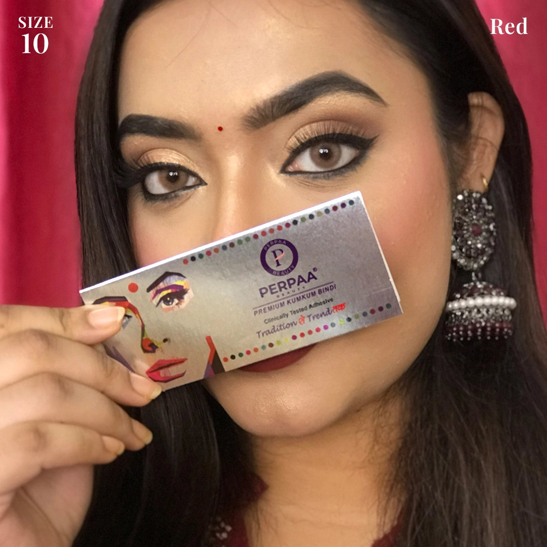 Bindi & Sindoor Combo Pack – 15 Flaps Bindi (Size 10, Red) + Liquid Sindoor