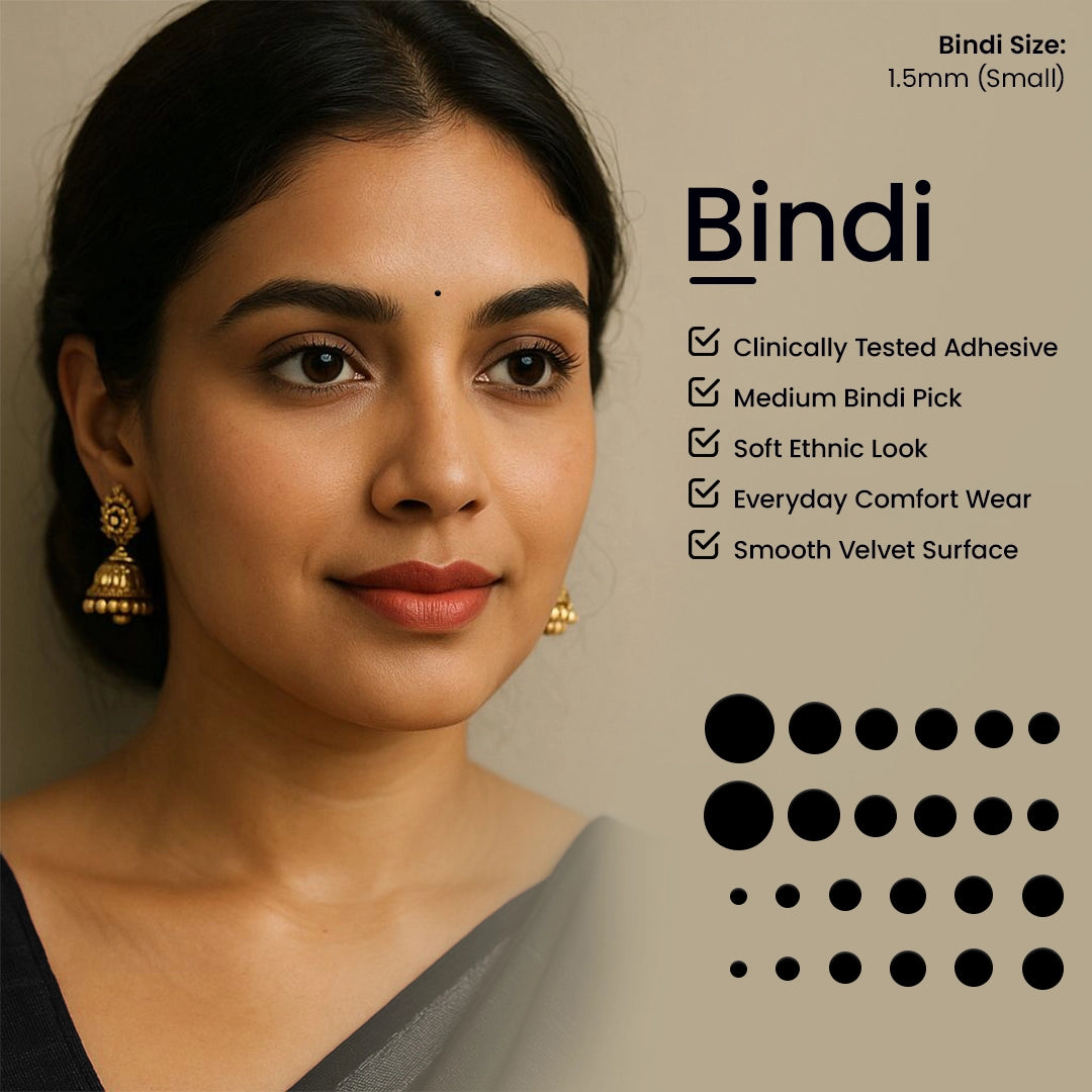 Premium Kumkum – Black Round Velvet Bindi 15 Flaps