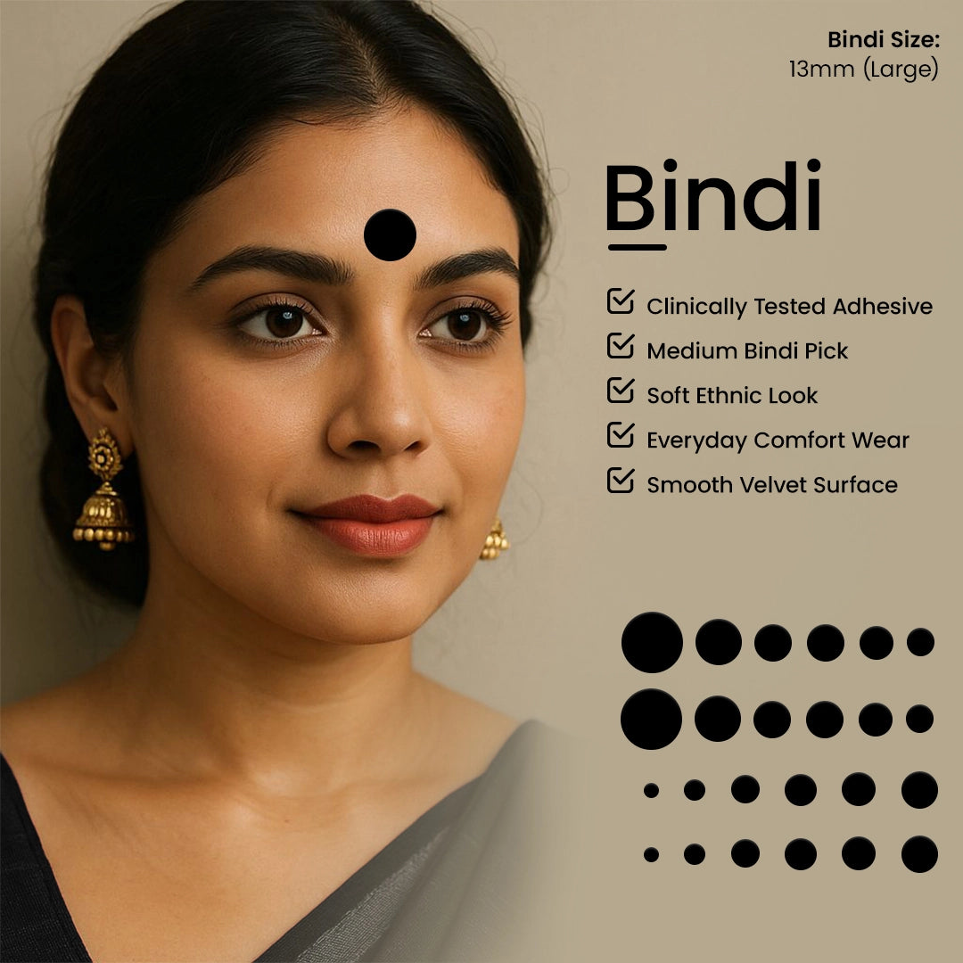 Premium Kumkum – Black Round Velvet Bindi 15 Flaps