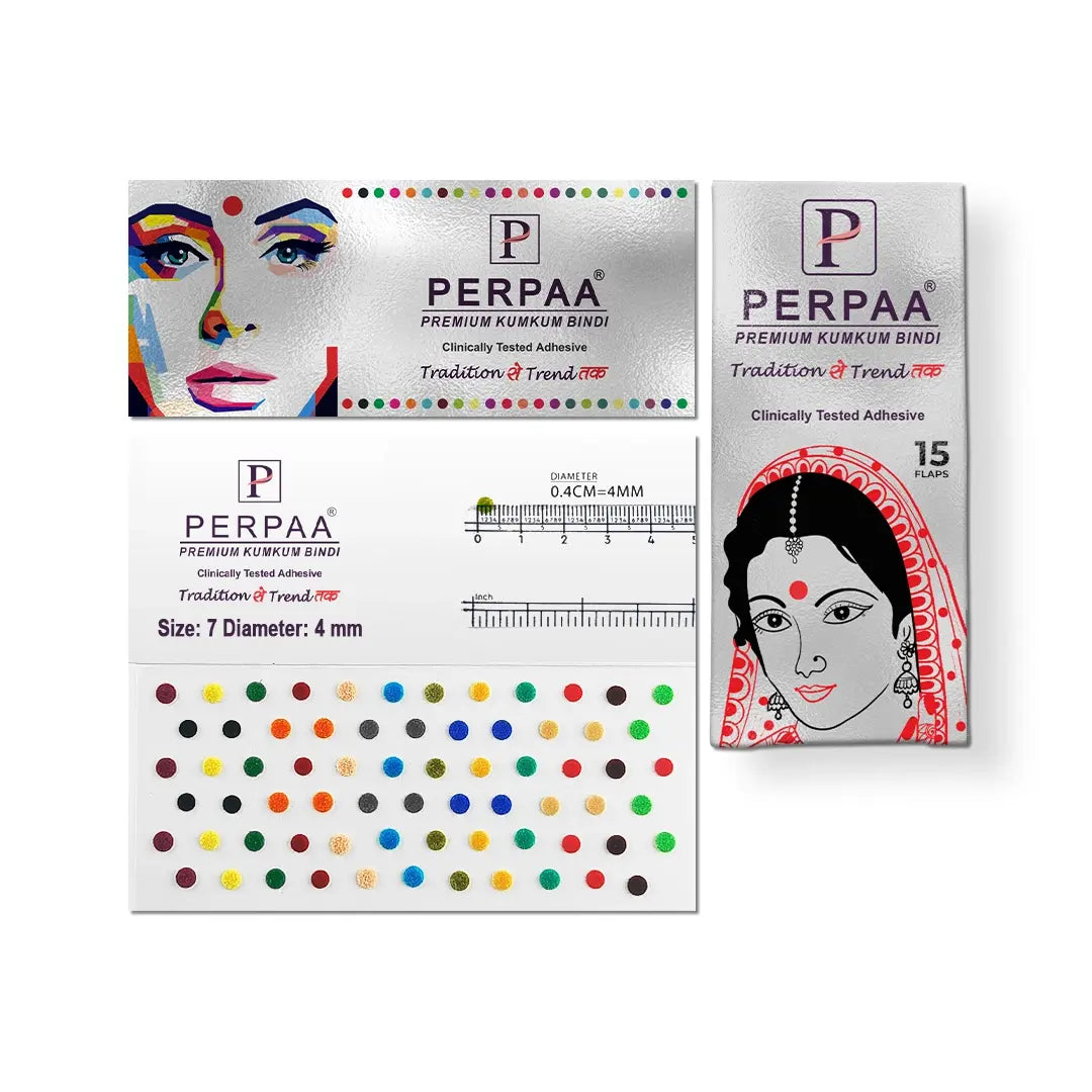 Multicolour Round Velvet Bindi Premium Kumkum (15 Flaps) – PERPAA