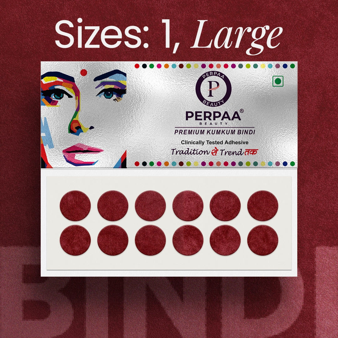Premium Kumkum Bindi – Size 1, 14mm (Large) | 15 Flaps