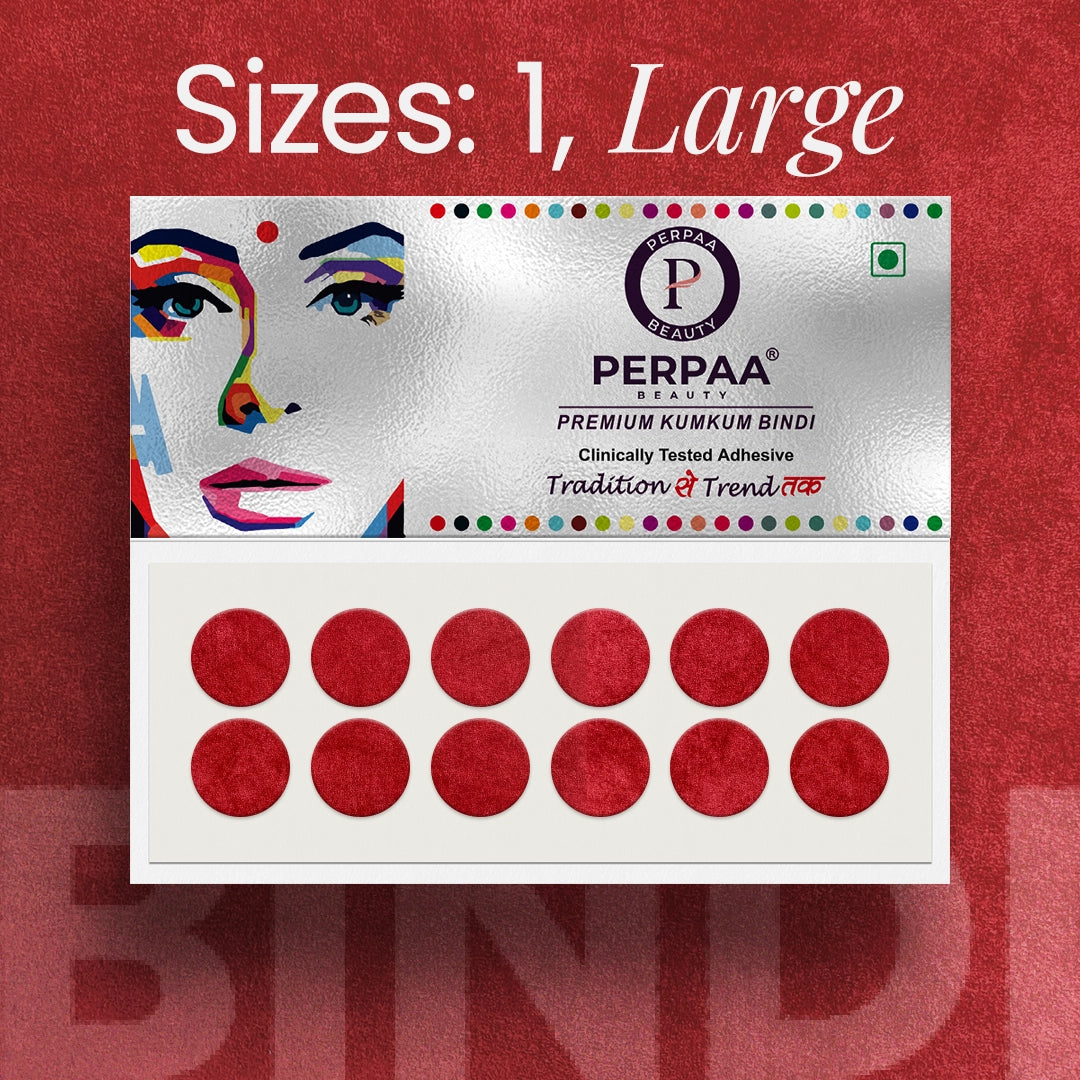 Premium Kumkum Bindi – Size 1, 14mm (Large) | 15 Flaps