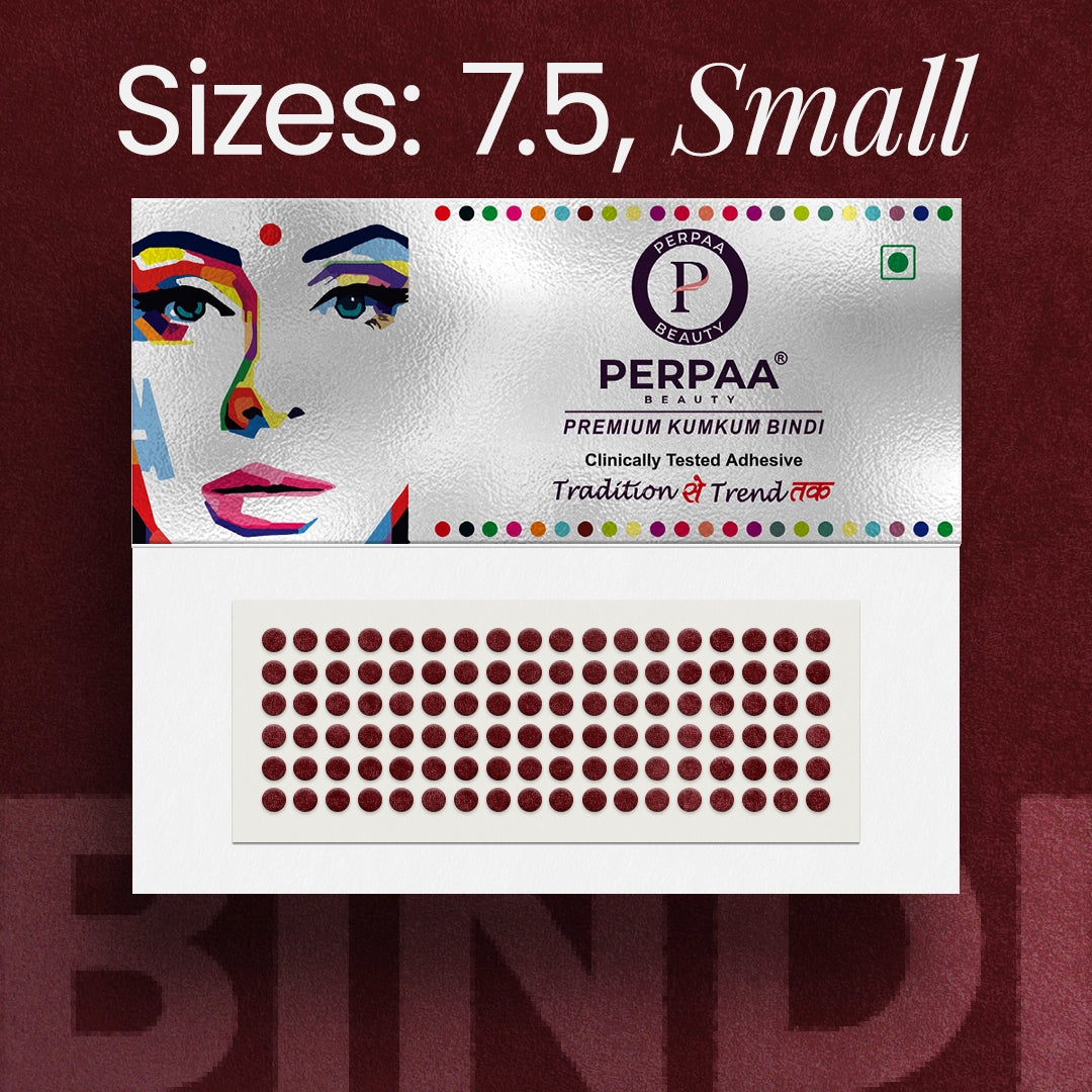 Premium Kumkum Bindi– Size 7.5, 3mm (Small) | 15 Flaps