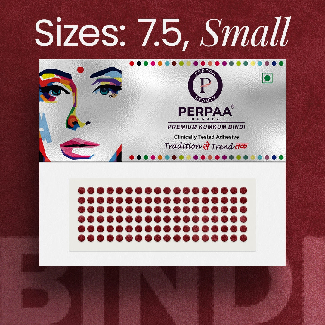Premium Kumkum Bindi– Size 7.5, 3mm (Small) | 15 Flaps