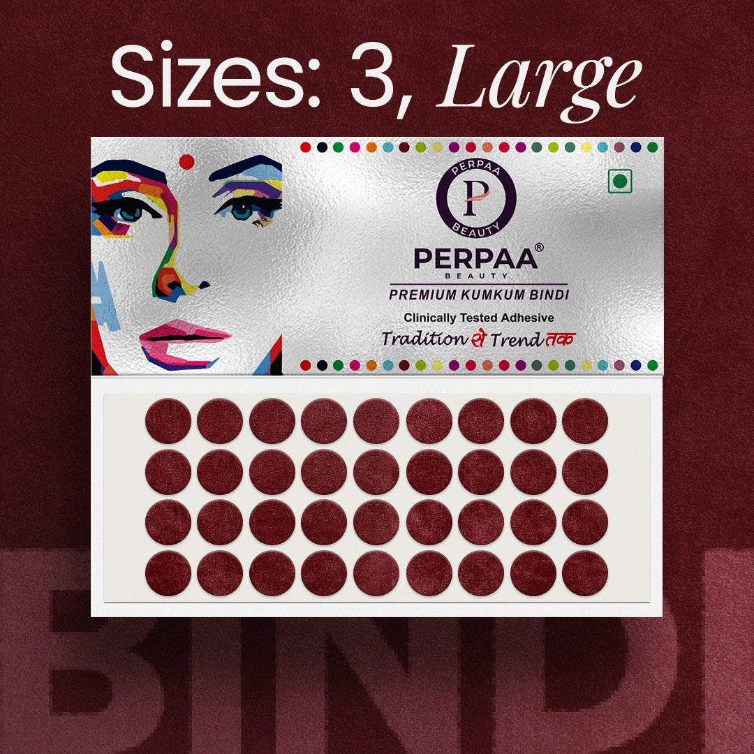 Premium Kumkum Bindi– Size 3, 9mm (Large) | 15 Flaps