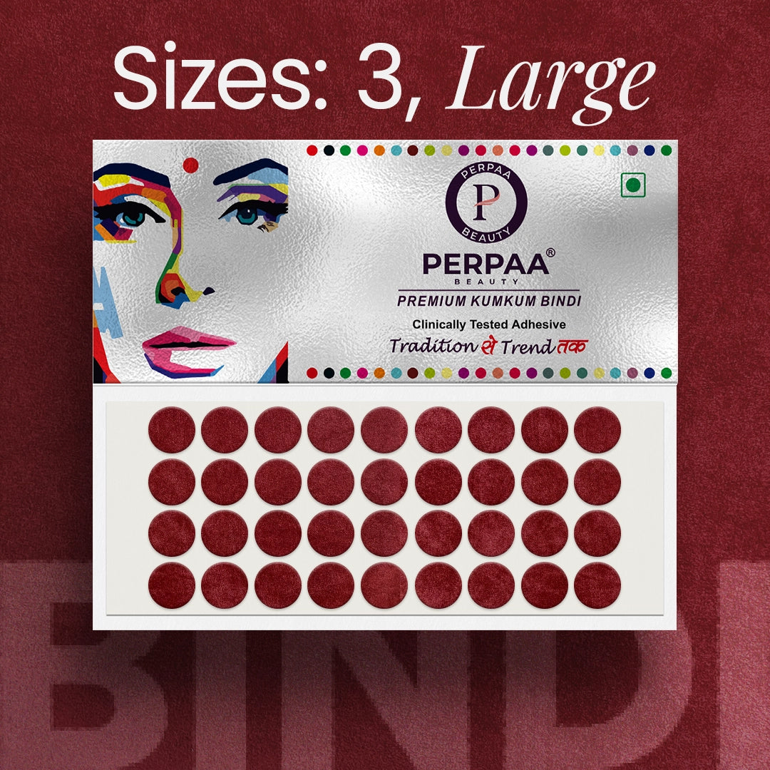 Premium Kumkum Bindi– Size 3, 9mm (Large) | 15 Flaps