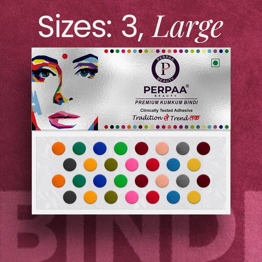 Premium Kumkum Bindi– Size 3, 9mm (Large) | 15 Flaps