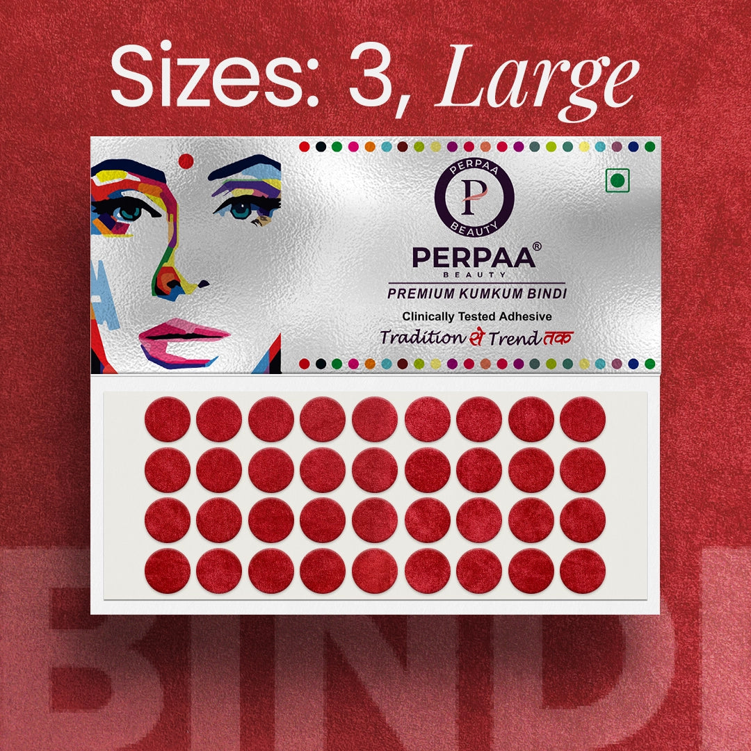 Premium Kumkum Bindi– Size 3, 9mm (Large) | 15 Flaps