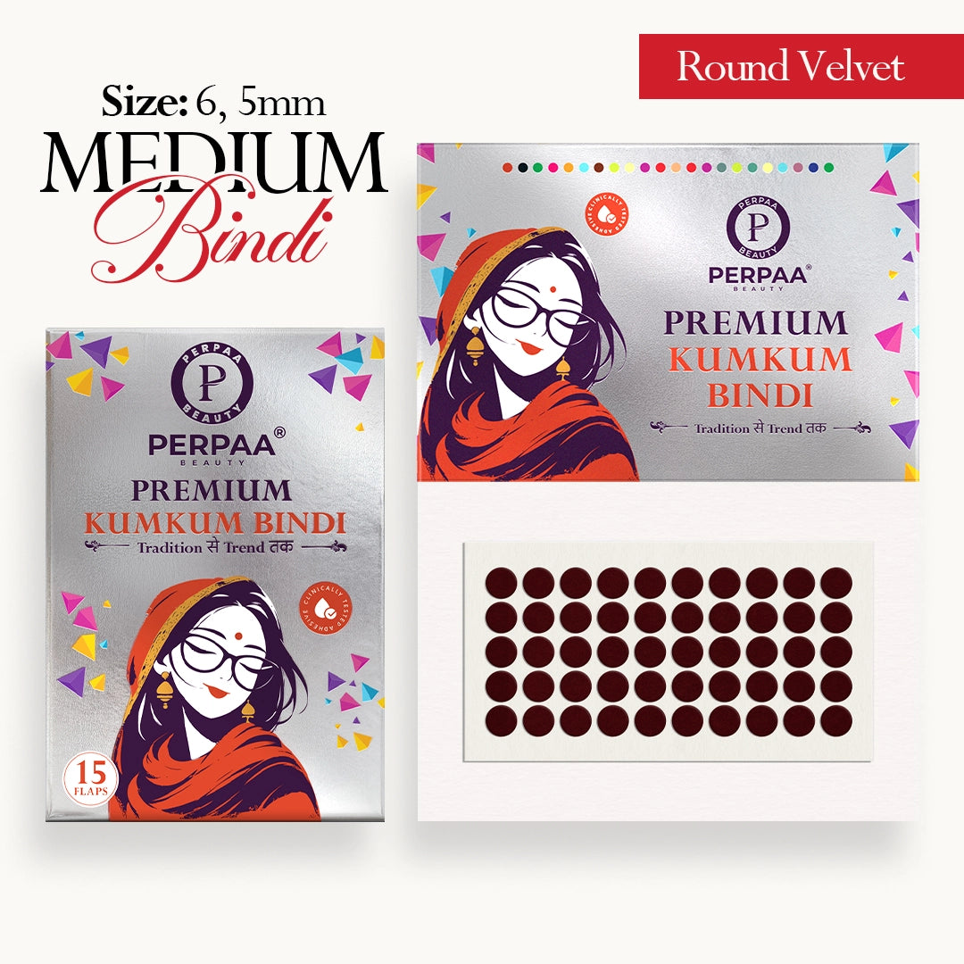 Velvet Round Bindi– Size 6, 5mm (Medium) | 15 Flaps