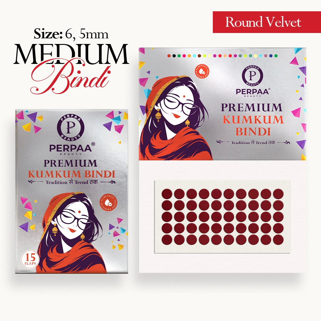 Velvet Round Bindi– Size 6, 5mm (Medium) | 15 Flaps