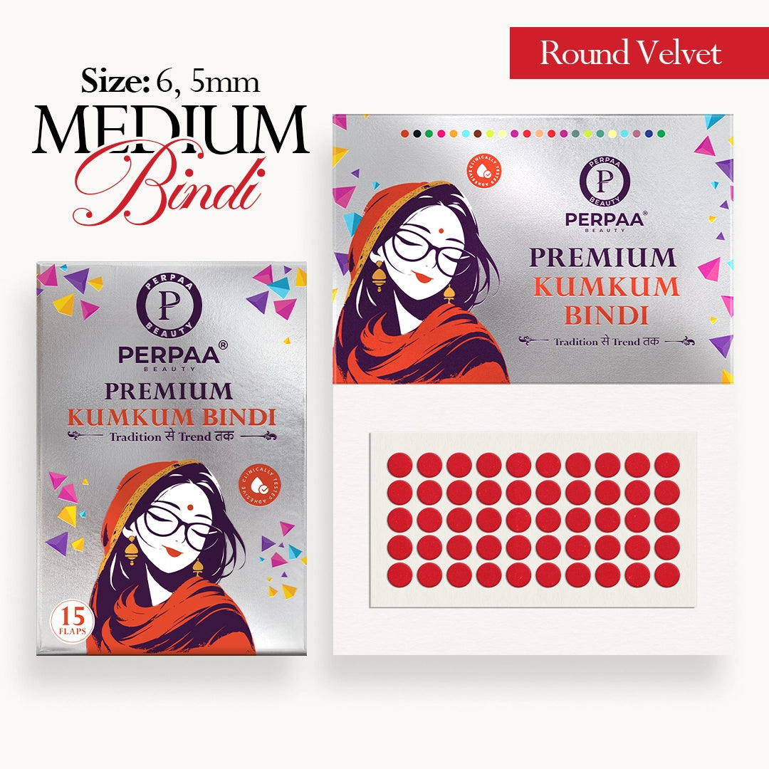 Velvet Round Bindi– Size 6, 5mm (Medium) | 15 Flaps