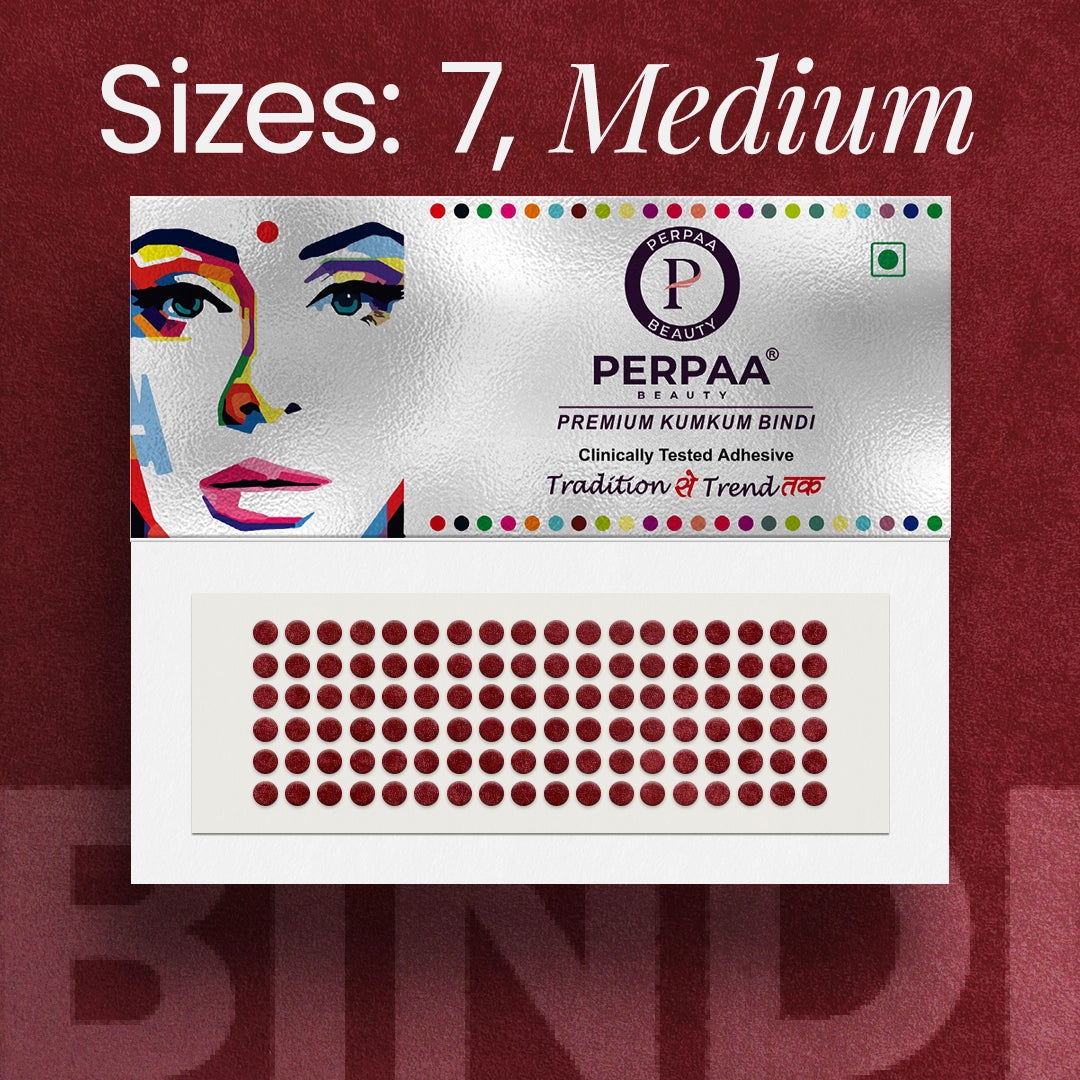 Premium Kumkum Bindi– Size 7, 4mm (Medium) | 15 Flaps