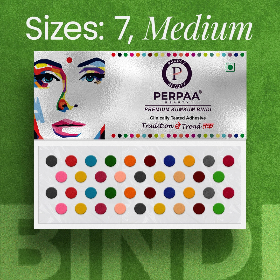 Premium Kumkum Bindi– Size 7, 4mm (Medium) | 15 Flaps