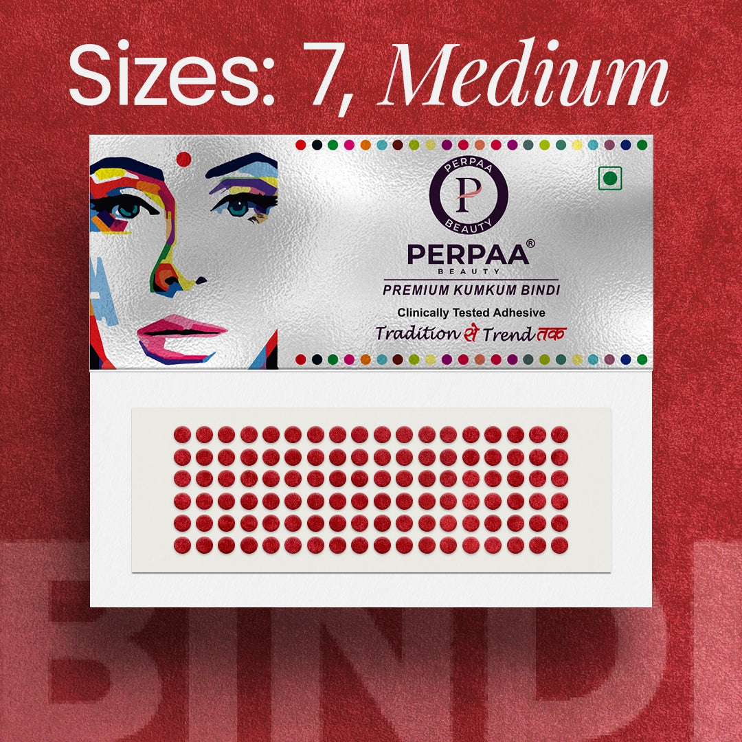 Premium Kumkum Bindi– Size 7, 4mm (Medium) | 15 Flaps