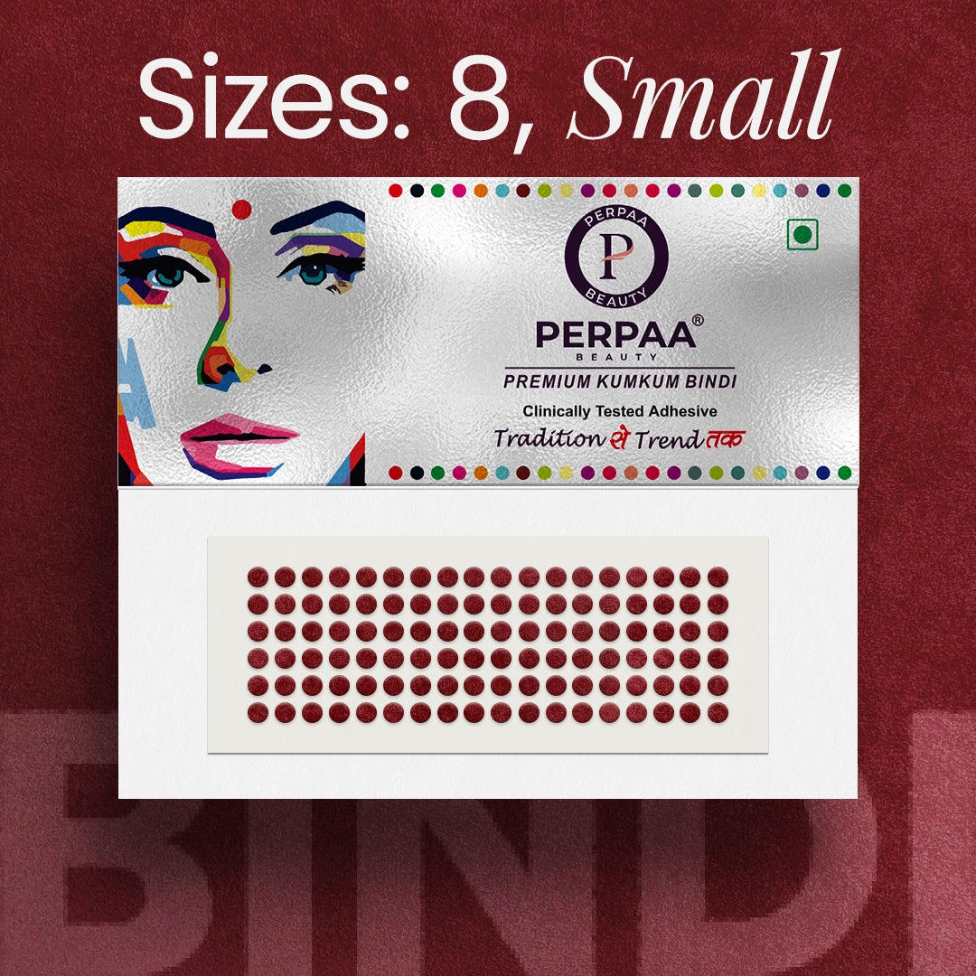Premium Kumkum Bindi– Size 8, 2.5mm (Small) | 15 Flaps