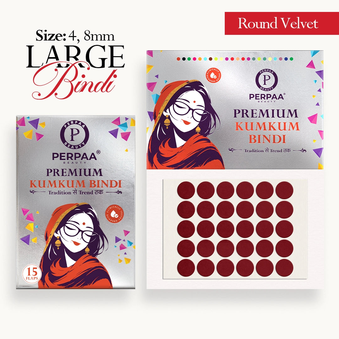 Velvet Round Bindi– Size 4, 8mm (Large) | 15 Flaps