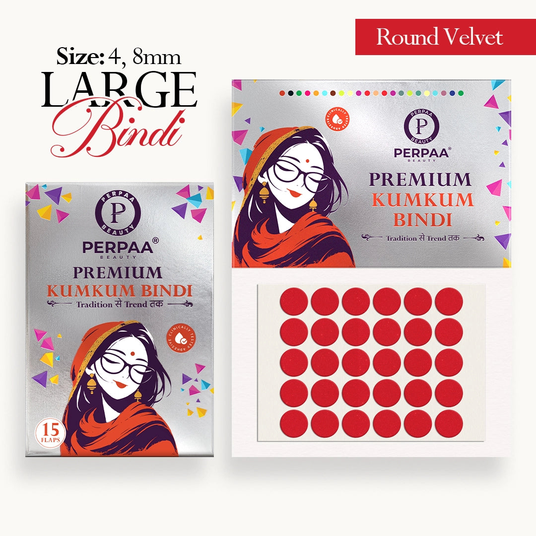 Velvet Round Bindi– Size 4, 8mm (Large) | 15 Flaps