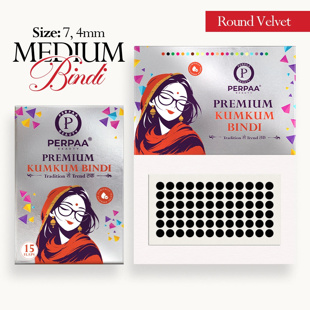 Velvet Round Bindi– Size 7, 4mm (Medium) | 15 Flaps