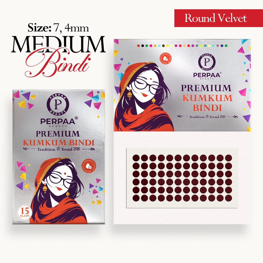 Velvet Round Bindi– Size 7, 4mm (Medium) | 15 Flaps