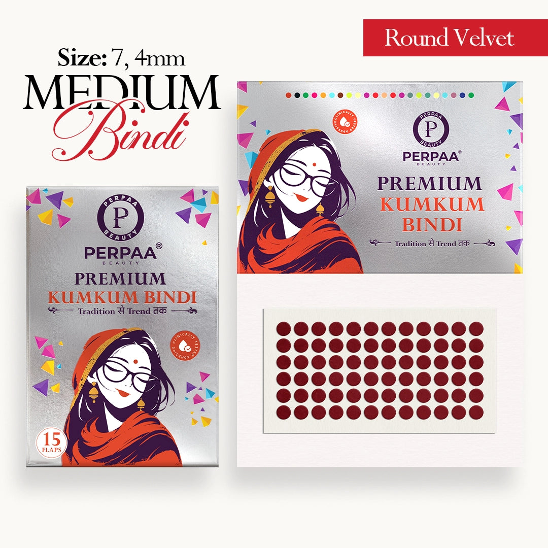 Velvet Round Bindi– Size 7, 4mm (Medium) | 15 Flaps