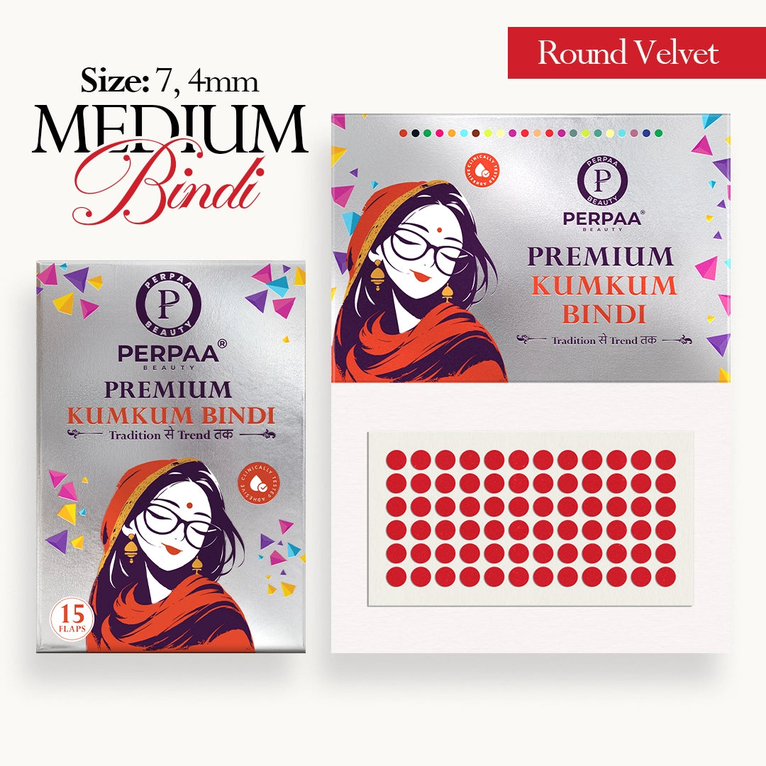 Velvet Round Bindi– Size 7, 4mm (Medium) | 15 Flaps