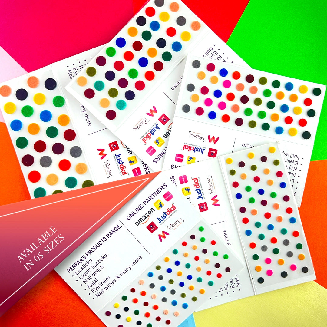 Premium Kumkum – Multicolour Round Velvet Bindi 15 Flaps