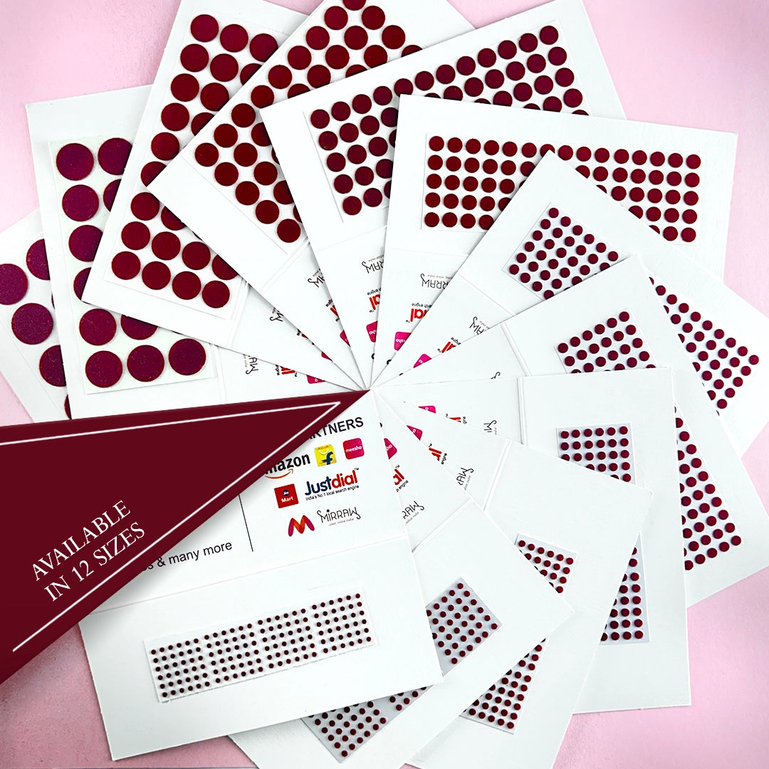 Premium Kumkum – Light Maroon Round Velvet Bindi 15 Flaps