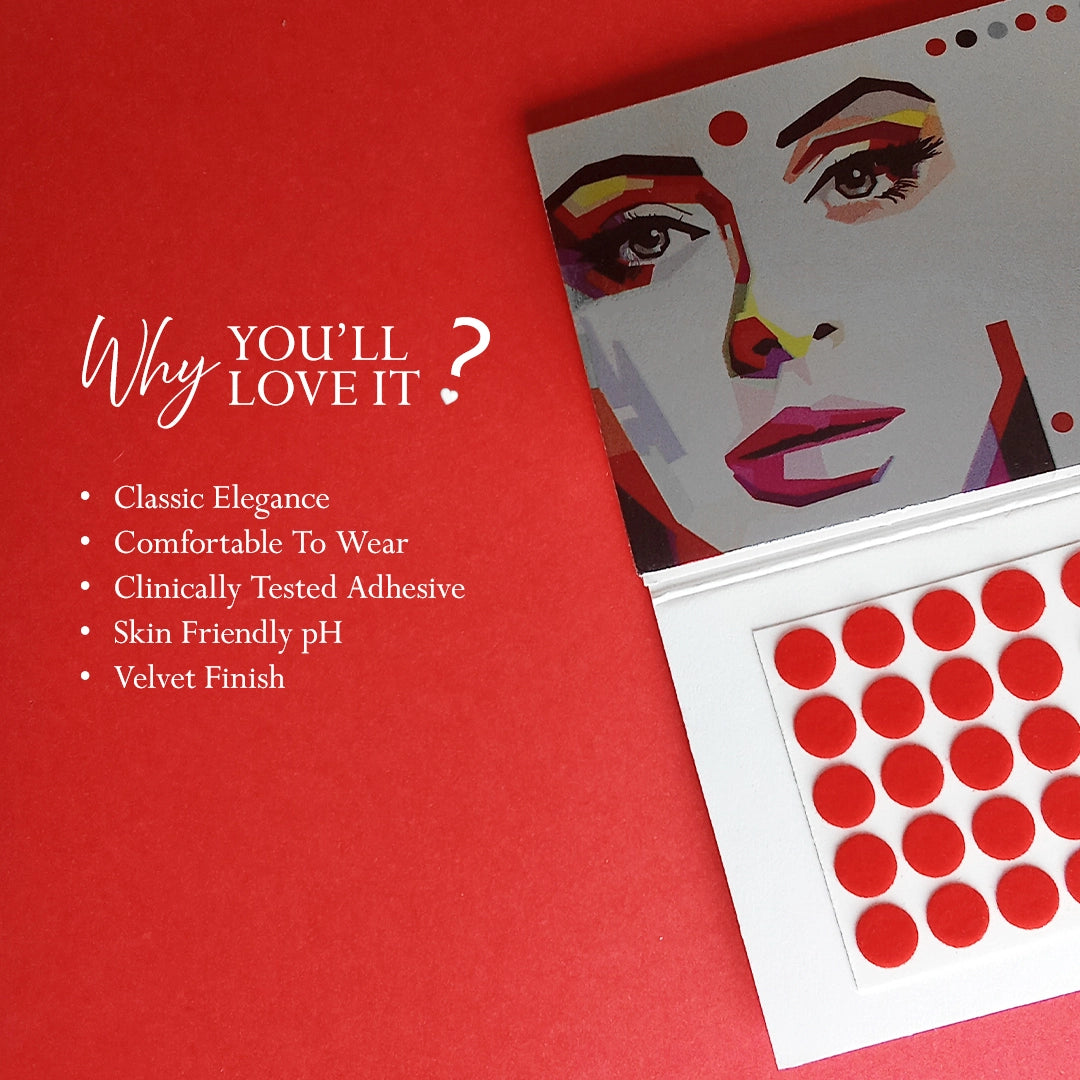 Premium Kumkum – Red Round Velvet Bindi 15 Flaps