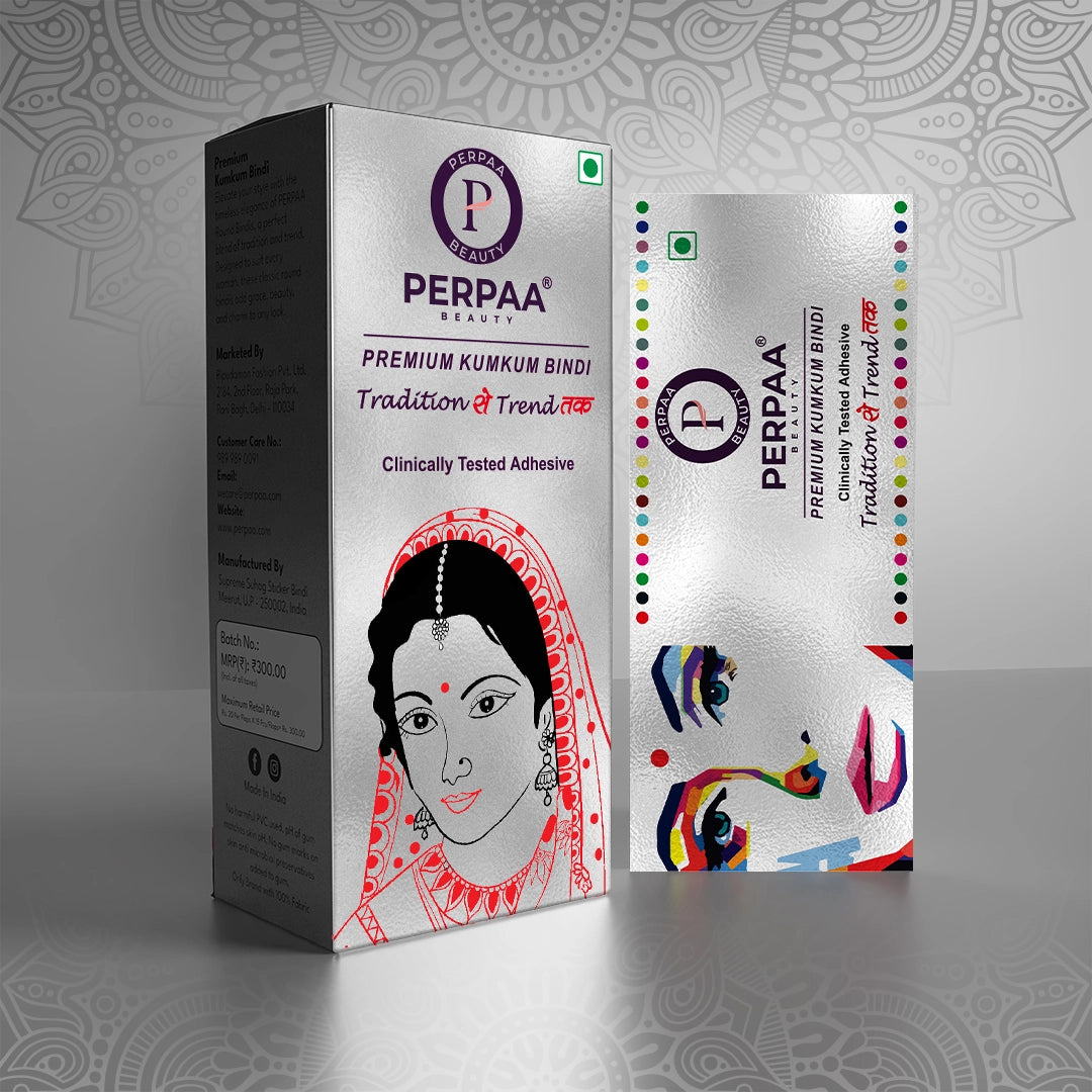 Premium Kumkum - Dark Maroon Round Velvet Bindi 15 Flaps