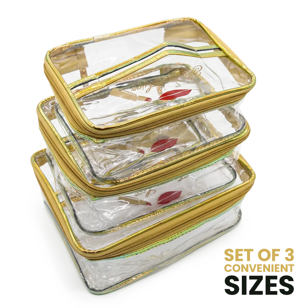 Transparent Waterproof Makeup Pouch Set of 3