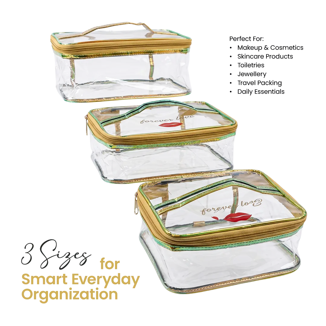 Transparent Waterproof Makeup Pouch Set of 3