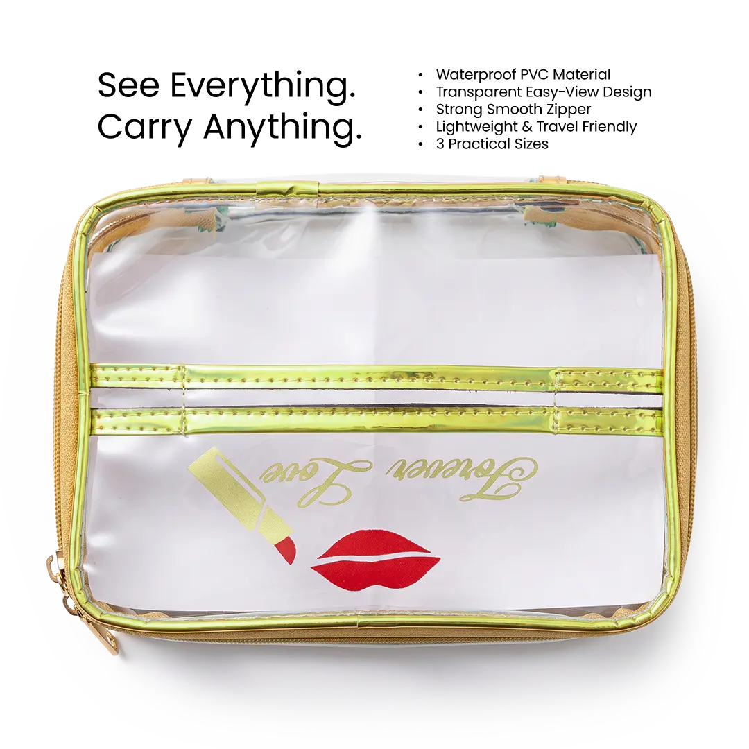 Transparent Waterproof Makeup Pouch Set of 3