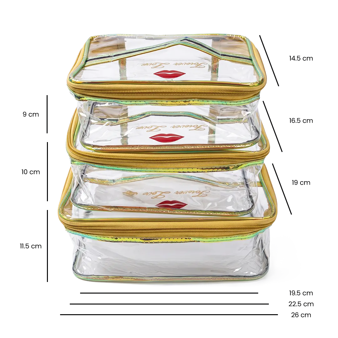 Transparent Waterproof Makeup Pouch Set of 3