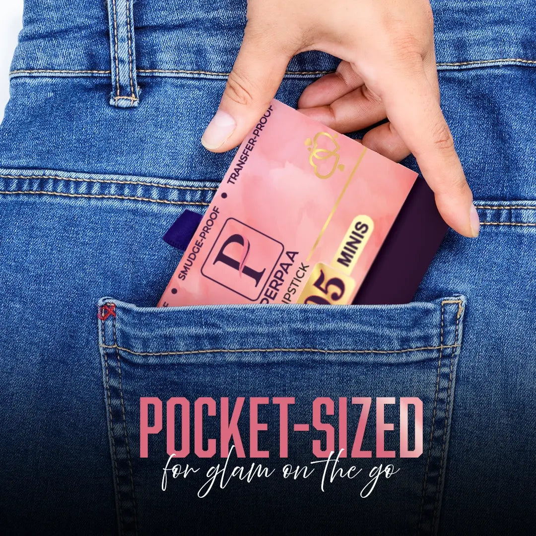 Perpaa lipstick pack in jeans pocket – compact and travel-friendly design