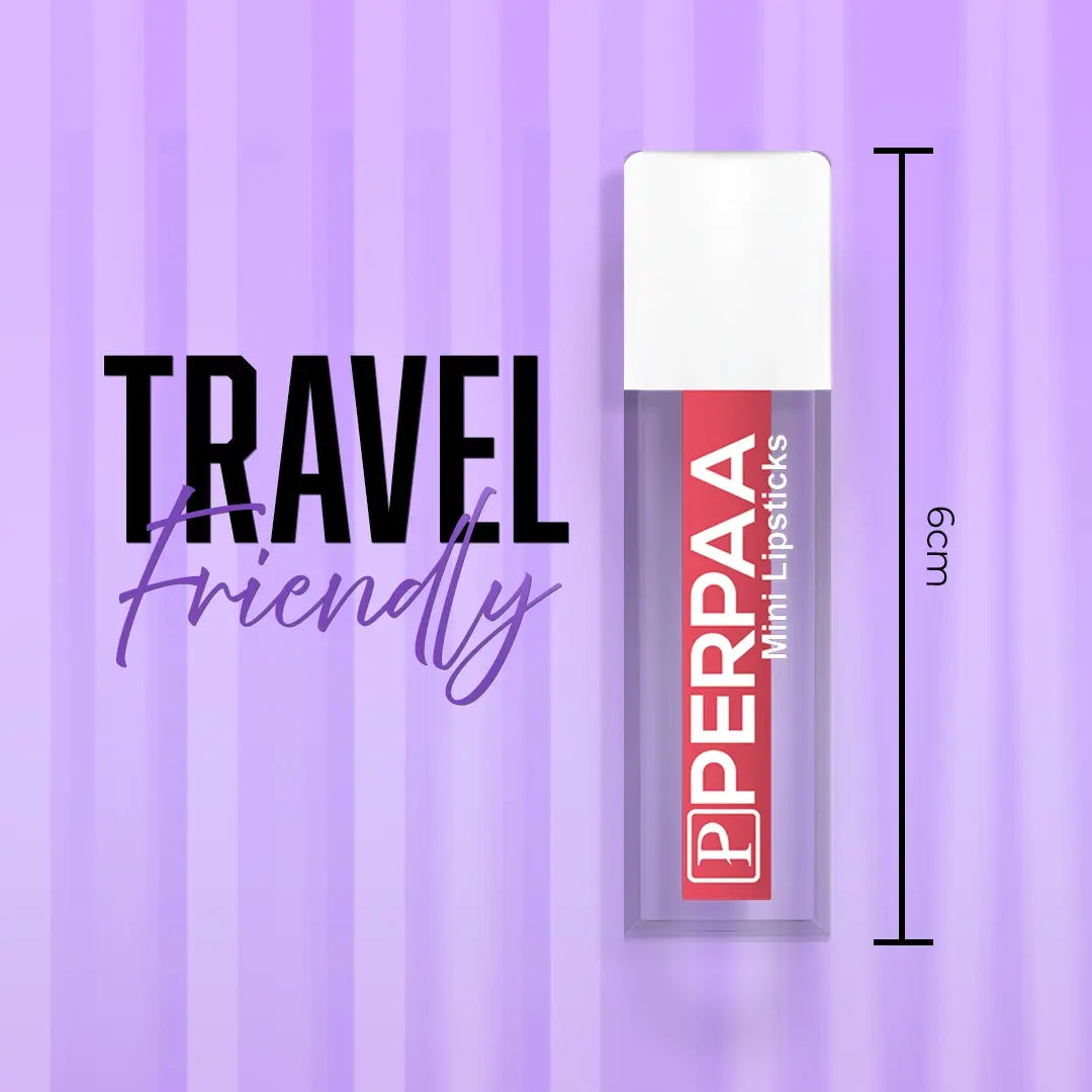 Open pack of Perpaa Mini Liquid Lipsticks in Bold Glam Collection with all 5 shades visible