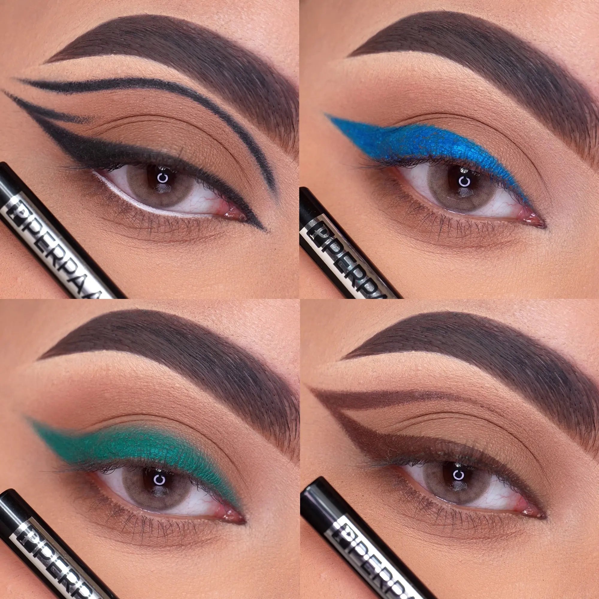 PERPAA Beauty Intense Kohl Kajal in 5 rich shades – classic black, bold blue, deep green, vibrant turquoise, and elegant brown – long-lasting, smudge-proof kajals for defined, dramatic eyes.